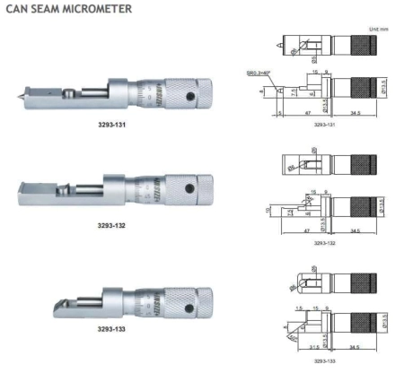 CAN SEAM MICROMETER รุ่น 3293 เครื่องวัดความกว้าง ความสูง และความลึก ของขอบกระป๋อง - ความละเอียดในการอ่าน 0.01 มม.